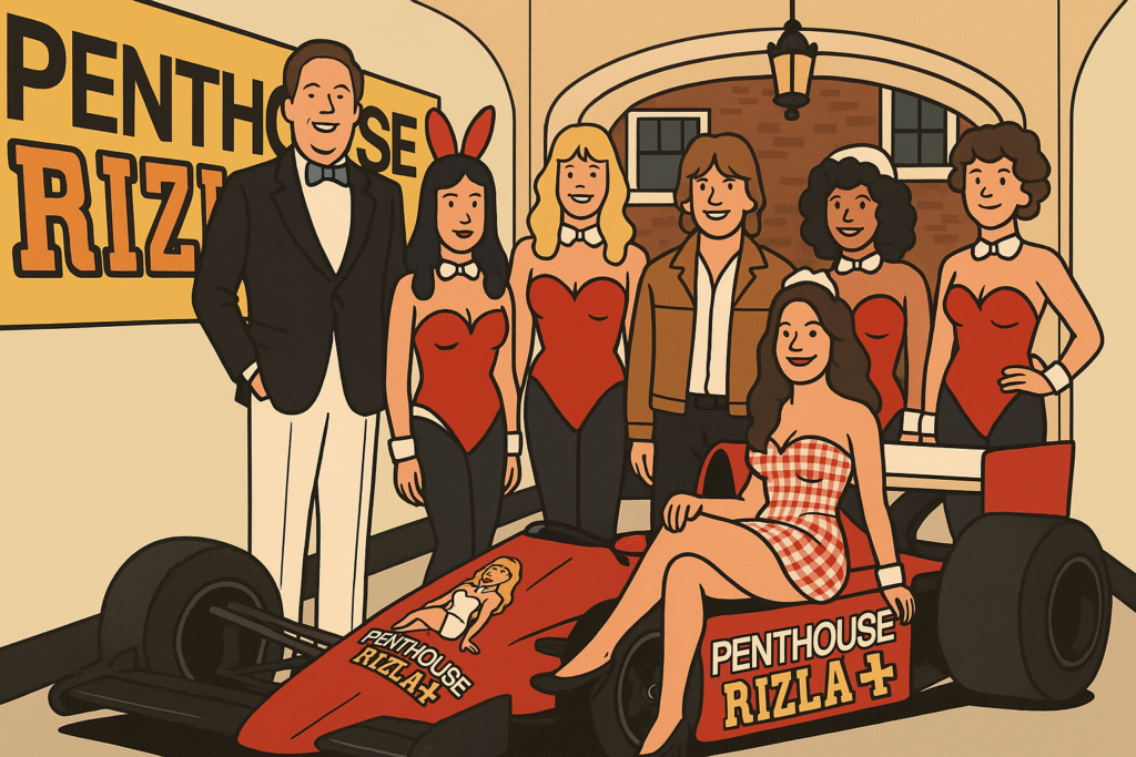 james hunt with hesketh playboy rizla car f1